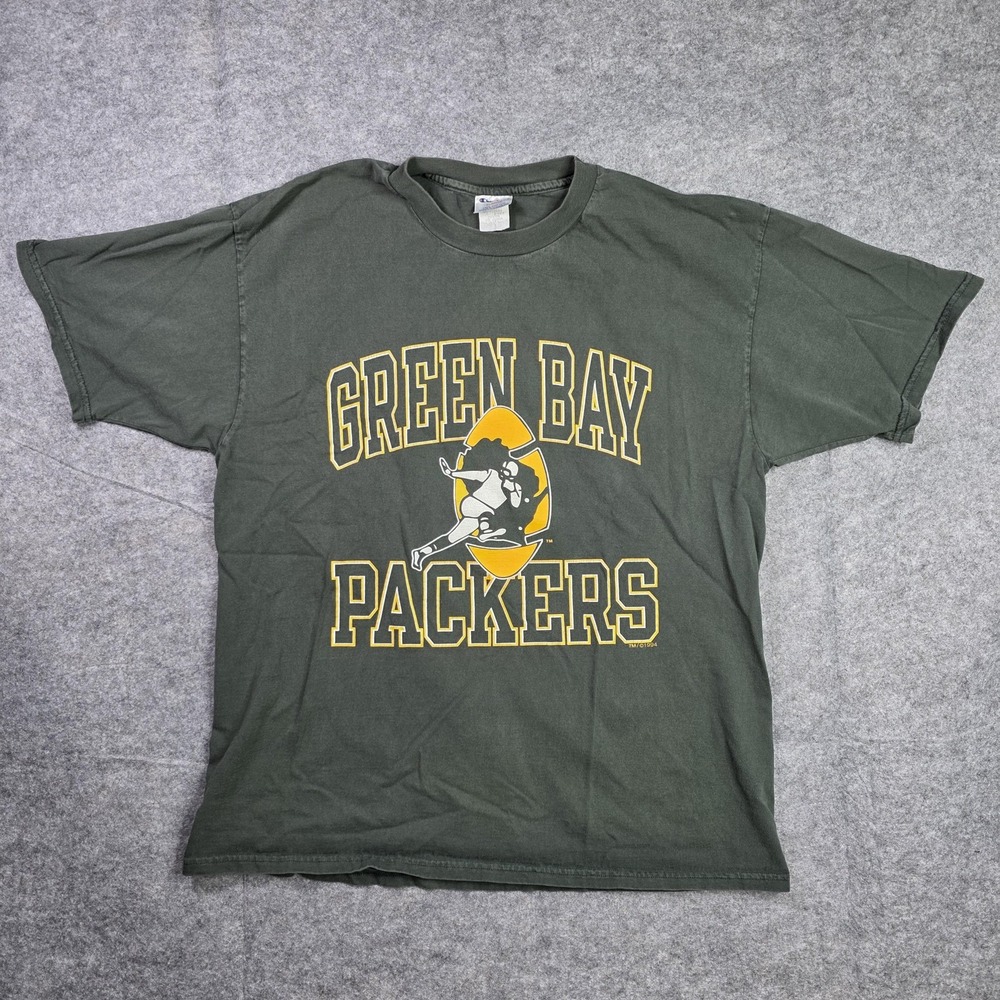 Vintage Green Bay Packers Shirt Mens XL Green NFL Football Champion 90s